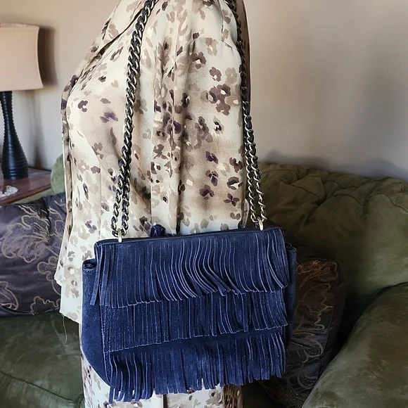 SALE💥Tory Burch Fringe Farrah Suede Purse - Picture 4 of 16